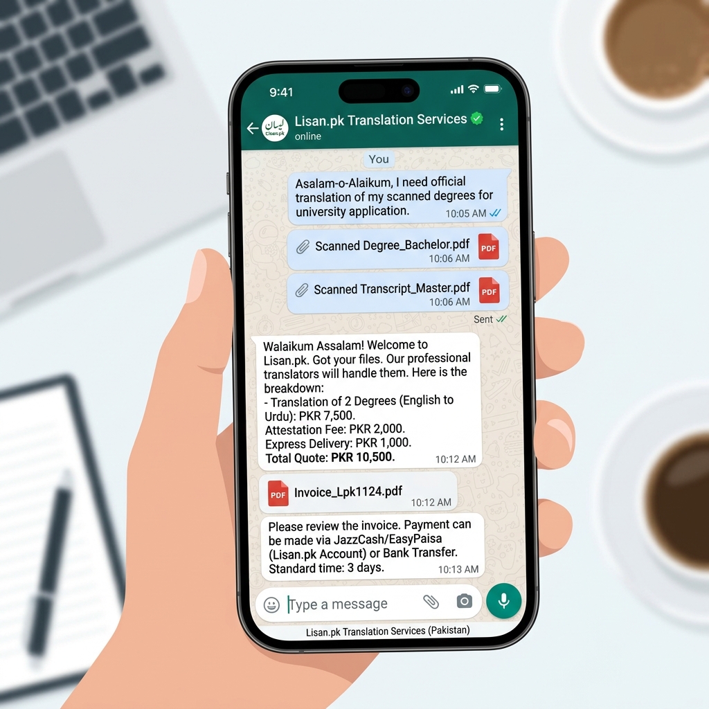 WhatsApp document submission workflow
